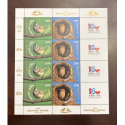 P) 2022 ARGENTINA, BIRDS 100TH ANNIVERSARY OF DIPLOMATIC RELATIONS WITH POLAND, BLOCK OF 4, MNH