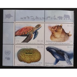SD)2019. UNITED NATIONS. MARINE FAUNA. TURTLES. SHELLS. WHALES. SPONGES. MNH.