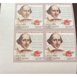 O) 2016 VIETNAM, IMPERFORATED, WILLIAM SHAKESPEARE, PLAYWRIGHT, ENGLISH POET ACTOR, CELEBRATE OF UNIVERSAL LITERATURE, MNH