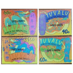 O) 2001 TUVALU, SPECIMEN, NEW YEAR 2000 AND 2001, YEAR OF THE DRAGON AND SNAKE,  SCT 846-849, MNH