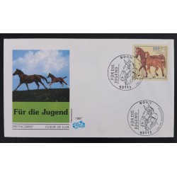 SD)1997, GERMANY, FIRST DAY COVER, PRO-YOUTH, HORSES, HANOVERIAN, FDC