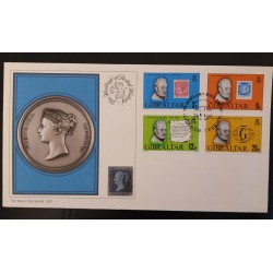 SD)1979, GIBRALTAR, ENVELOPE, PORTRAIT OF QUEEN VICTORIA AS A YOUNG WOMAN, SIR ROWLAND HILL, VARIETY OF COLORS