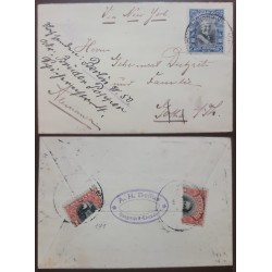 E) 1920 ECUADOR, PRESIDENT GARCIA MORENO 10c-1c HALVED, CIRCULATED COMERCIAL COVER TO GERMANY, F