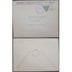 E) 1941 GUATEMALA, THREE QUETZAL TRIANGLE STAMP, COURT AND GENERAL MANAGEMENT OF ACCOUNTS, GUATEMALA CONSUL CIRCULATED COVER