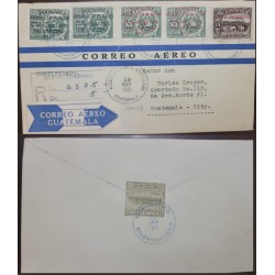 E) 1931 GUATEMALA, INTERNAL AIR SERVICE 1c SURCHARGE OVER 3PESOS PAIR- INTERNAL AIR SERVICE 3c SURCHARGE OVER 3 PESOS PAIR, INT