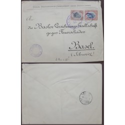 E) 1906 GUATEMALA, INDIGENOUS INSTITUTE 2 PESOS-TEATRO COLON 50c, COMERCIAL CIRCULATED COVER TO BASEL, SWITZERLAND, VF