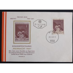 SD)1968, AUSTRIA, FIRST DAY OF ISSUE COVER, CHRISTMAS, VIRGIN, ALBIN EGGER-LIENZ, FDC