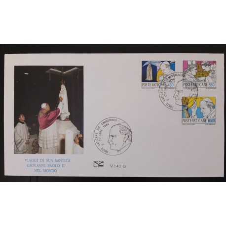SD)1984, VATICAN, ON FIRST DAY OF ISSUE, JOHN PAUL II'S JOURNEY AROUND THE WORLD, FDC
