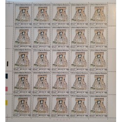 O) 1982 MEXICO,  FLORENTINE CODEX ILLUSTRATIONS,  NATIVE MEXICAN CODICES, SCHOOL, SCT 1291 1.60p. SHEET MNH BY 25 STAMPS