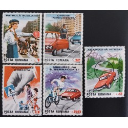 SD)1987, ROMANIA, ROAD SAFETY, SCHOOL PATROL, STOP PROHIBITED, CORRECT CROSSING, SLOW DOWN, USED