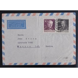 SD)1952, BERLIN, CIRCULATED LETTER FROM BERLIN TO MEXICO, AIR MAIL, FAMOUS BERLINERS, MAX PLANCK, INVENTOR,