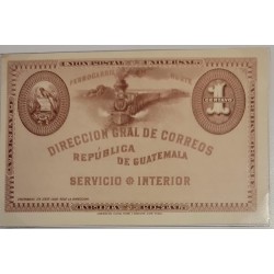 O) GUATEMALA, AMERICAN BANK NOTE, NORTH RAILWAY, QUETZAL, MEDALLION VALUE OF 1 cent, POSTAL STATIONERY