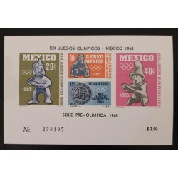 SD)1965, MEXICO, PRE-OLYMPIC SERIES, XIX OLYMPIC GAMES, MEXICO DF, SCULPTURE, MAYAN MEDALLION, IMPERFORADA, SCT310A