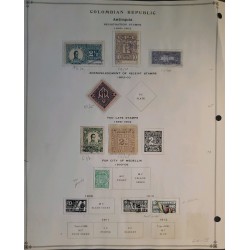 E)1899-1912 COLOMBIA, ALBUM PAGE, COLOMBIA REPUBLIC ANTIOQUIA REGISTRATION -ACKNOWLEDGMENT OF RECEIPT- TOO LATE STAMPS- FOR CITY