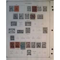 El)1899-1904 COLOMBIA, ALBUM PAGE WITH 6 DIFFERENT COAT OF ARMS STAMPS, MINT & USED