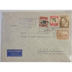 O) 1938  COLOMBIA,  MIT LUFTPOST, GONZALO JIMENEZ DE QUESADA, COFFEE CULTIVATION,  CATTLE,  BANANAS, AIRMAIL CIRCULATED TO PARIS