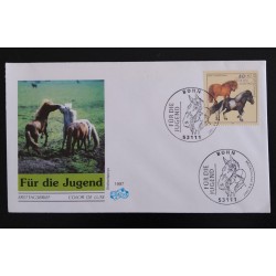 SD)1997, GERMANY, FIRST DAY OF ISSUE COVER, PRO YOUTH, HORSES, SHETLAND ISLAND PONY, FDC
