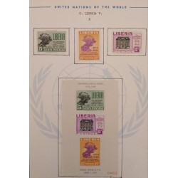 SD)1949, LIBERIA, UNIVERSAL POSTAL UNION, 6 STAMPS DIFFERENT THEMES AND VARIETY OF COLOR, PERFORATED SHEET, MINT