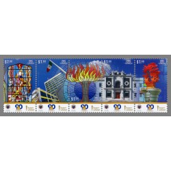 O) 2023 MEXICO, UANL, ICONS - PLASTIC ART FLAMIGERA TORCH, RECTORIA TOWER, FLAMMAM SCULPTURE STAINED