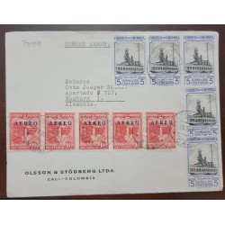 O) COLOMBIA, STEEL MILL - PAZ DEL RIO, TEQUENDAMA WATERFALL - AEREO OVERPRINTED. MUTIPLE STAMPS, OLSSON AND STODBERG LTDA