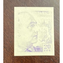 O) 1939 SPAIN, ERROR, IMPERFORATED, GENERAL FRANCISCO FRANCO, SCT 678 20c violet, WITH CANCELLATION, EXCELLENT CONDITION