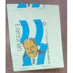 O) 1986 URUGUAY, IMPERFORATED - ERROR, PRESIDENT RAUL ALFONSIN OF ARGENTINA, SCT 1226 20p, MNH