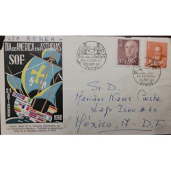 SD)1960 SPAIN, CIRCULATED CORRESPONDENCE FROM SPAIN TO MEXICO D.F, AMECIA DAY IN ASTURIAS, OFFICIAL EDITION OF THE ORGANIZING