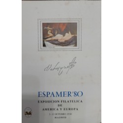 SD)1930 SPAIN, PHILATELIC SHEET PAINTING BY VELAZQUEZ "LAVENUS DEL ESPEJO" ESPAMER80 MADRID, MNH