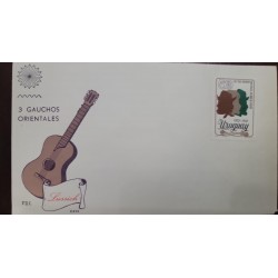 SD)1972 URUGUAY, FIRST DAY COVER-THE 3 GAUCHOSORIENTALES-GUITAR, PESOS-PARCHME