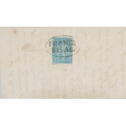 O) 1865 MEXICO, SISAL, 1 real blue, OVERPRINT 134 1865, FRANCO SISAL OVAL CANCELLATION. CIRCULATED COVER ONLY