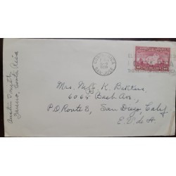 P) 1939 COSTA RICA, MAP STAMP COCO ISLAND, COVER CIRCULATED TO USA, SLOGAN CANCELLATION THE HEART OF THE AMERICA, XF