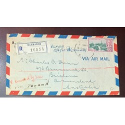 EL)1960 BARBADOS, LOCAL ISSUES -60C INCLINED SHIP, AIRMAIL AND SEA, CERTIFICATE CIRCULATED COVER FROM BARBADOS TO AUSTRALIA,