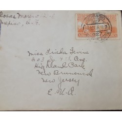 EL)1936 MEXICO PAIR OF COLUMBUS MONUMENT 5C SCT 637, CIRCULATED COVER FROM MEXICO TO USA WITH THE CANCELLATION OF TRAVELING MAIL