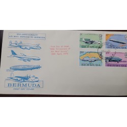 EL)1975 BERMUDA, 50TH ANNIVERSARY OF THE AIRMAIL SERVICE IN BERMUDA, SHORT S.23 "CAVALIER" SEAPLANE, 1937, U.S. "LOS ANGELES"