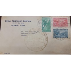 SD)1937 CUBA, FIRST DAY COVER, IV VINCENTENARY OF THE NATIONAL CULTURAL SUGAR CANE, GREEN 1C, CARMIN RED 2C,
