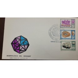 SD)1972 URUGUAY, FIRST DAY COVER, MINERALOGY OF URUGUAY, AMETHYST GEM $5, CARVED AGATE $9, CHALCEDONY GE