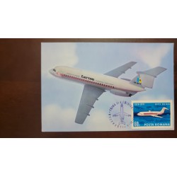 P) 1970 ROMANIA, 50TH ANNIVERSARY OF THE CIVIL AIR TRANSPORT, SHOWS FLYING JET PLANE, AIRMAIL, MAXIMUM