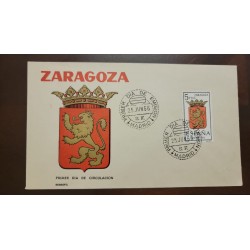 P) 1966 SPAIN ZARAGOZA, COATS OF ARMS OF PROVINCES, FDC, XF