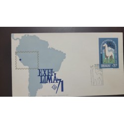 P) 1971 URUGUAY, INTER AMERICAN EXHIBITION "EXFILIMA" LIMA PERU, AIRMAIL, MAP SOUTH AMERICA, FDC, XF