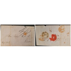 O) COLOMBIA, SANTA MARTHA, PREPHILATELIC MARK IN RED, LACRE, CORRESPONDENCE BY STEAMSHIP, CIRCULATED TO LONDON