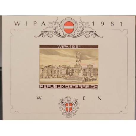 O) 1981 AUSTRIA, IMPERFORATED, HEROES´ SQUARE VIENNA, WIPA . 1981 PHILATELIC EXIBITION VIENNA, MNH