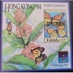O) 1994 TUVALU, SPECIMEN, MONARCH BUTTERFLY - INSECTS, HONG KONG STAMP EXHIBITION. CENTRAL PLAZA TOWER, ARCHITECTURE, XF