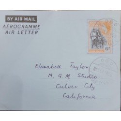 EL)1956 GOLD COAST, FROM THE 1948 SERIES WITH THE EFFIGY OF ELIZABETH II, COCOA FARMER 6P, AIRMAIL, CIRCULATED COVER FROM OBO TO