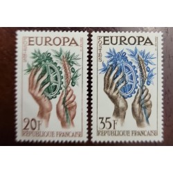 EL)1957 FRANCE, STAMPS EMISSION EUROPE, HANDS WITH SYMBOLS OF AGRICULTURE 20F SCT846, 35F SCT847, MINT