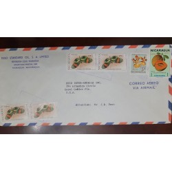 EL)1965 NICARAGUA, REVERSE BUTTERFLY STAMPS HELICONIUS PETIVERANA, POSTAL SURCHARGE FLOWERS ONCIDIUM ONION, ZAPOTE CORDOBA, AIR