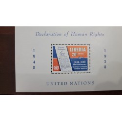 EL)1958 LIBERIA, 10TH OF THE DECLARATION OF HUMAN RIGHTS, UNITED NATIONS 20C, MINISHEET MNH