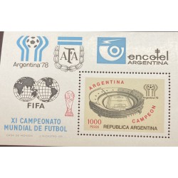 P) 1987 ARGENTINA, XI SOCCER WORLD CHAMPIONSHIP, ARGENTINA CHAMPION, STADIUM, SOUVENIR SHEET, MNH