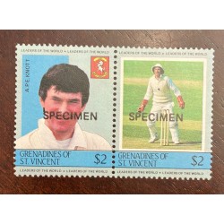 P) 1984 GRENADINES OF ST VINCENT, SPECIMEN A.P.E. KNOTT CRICKETERS, LEADERS OF THE WORLD, XF