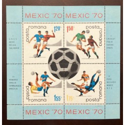 P) 1970 ROMANIA, MEXICO FOOTBALL WORLD CUP, MINISHEET, MNH
