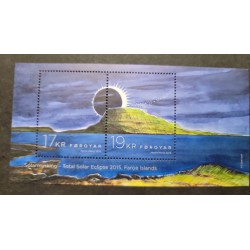 2015 FAROE ISLAND TOTAL SUN ECLIPSE, MARTIN MORCK 17KR-19KR SCT 639-640, SOUVENIR SHEET, MNH